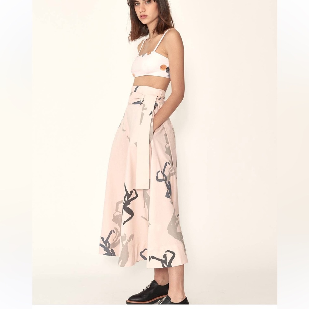 KOWTOW Audition Skirt Dancer Size M (8) Pale Pink Abstract Print Art to Wear - Picture 2 of 15